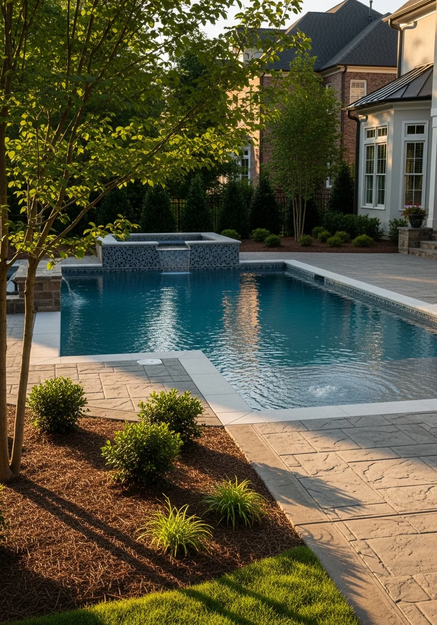 Close-up of a well-maintained Alpharetta home exterior with landscaping and entry detail.