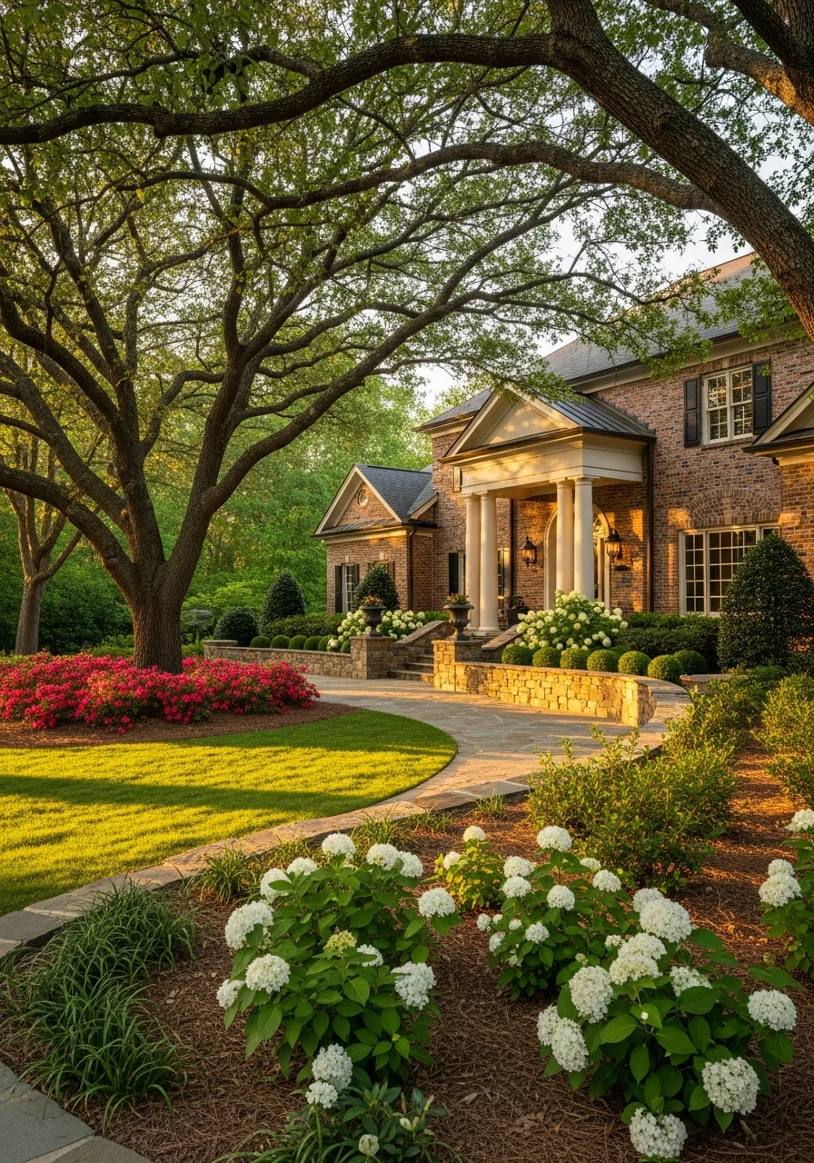 Detailed view of a Milton home's entrance and exterior features with professional landscaping.